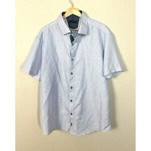 BC Collection Button Up Shirt Mens Size Large Blue White Blue Short Sleeve